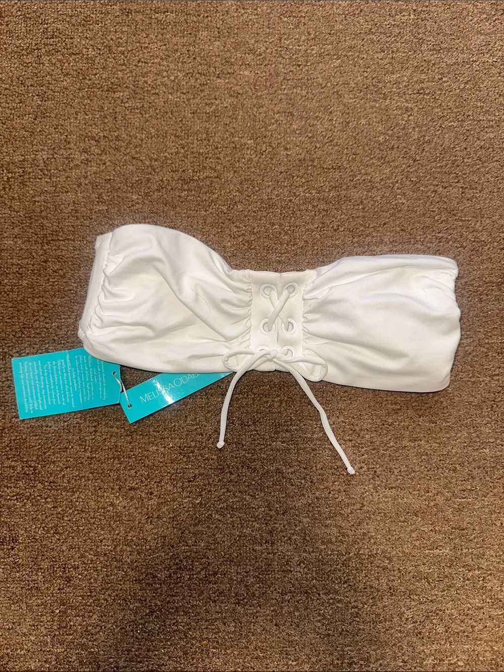 Melissa Odabash White Lace-Up Bandeau Swim Top